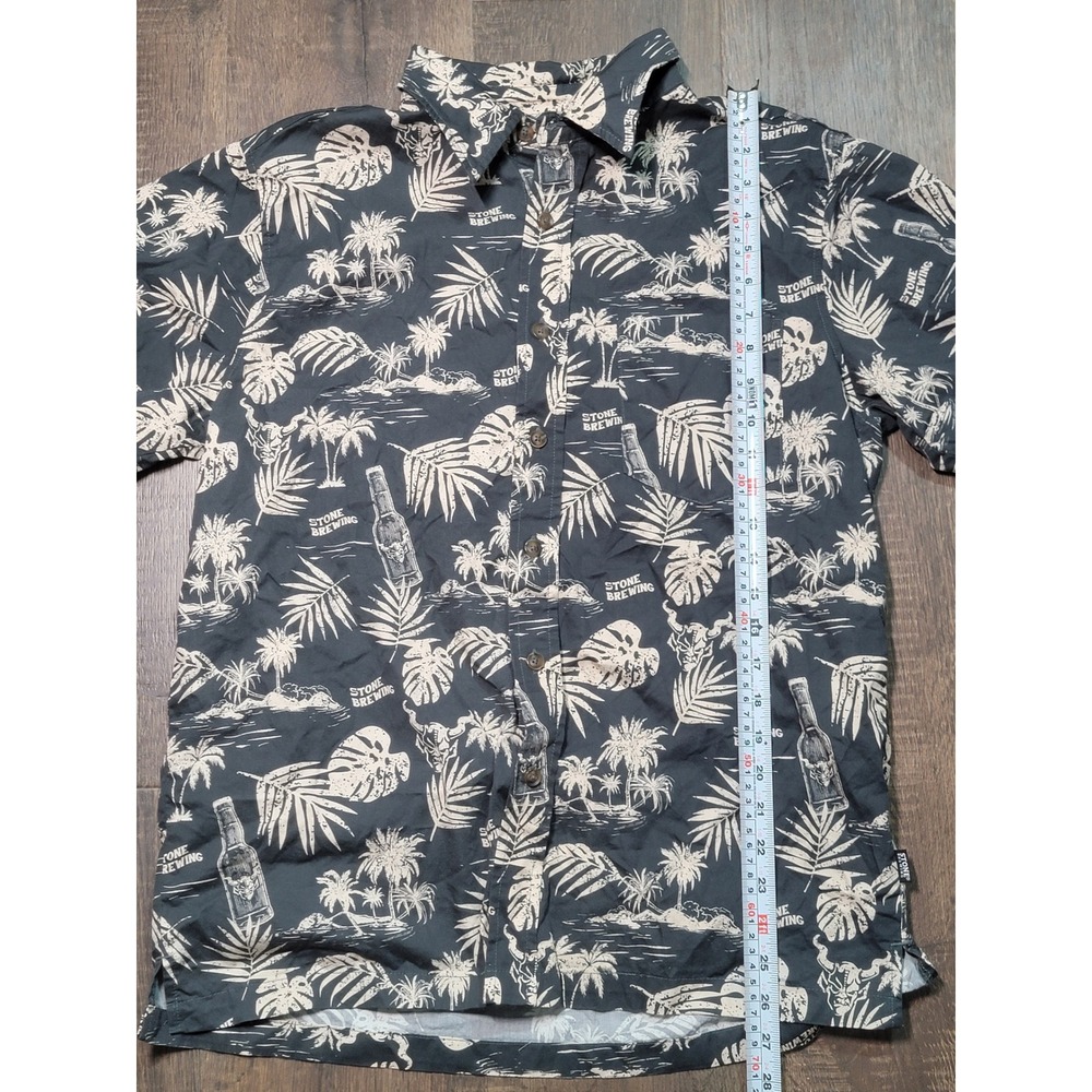 Stone Brewing Hawaiian Button Up Shirt Short Sleeve Tropical Beer Graphic‎ Men M